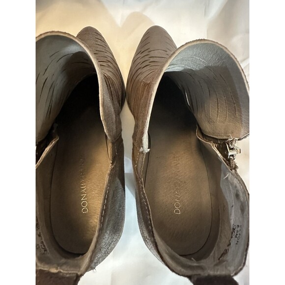 DONALD J PLINER Elton Brown Pewter Leather Metallic Ankle Bootie Boots Sz 9 - Picture 6 of 8